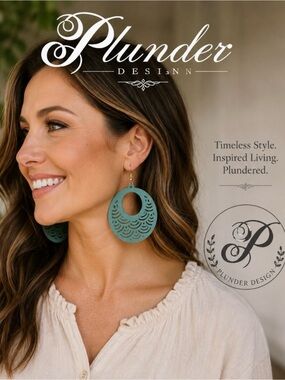 Plunder Design Sage Green Laser-Cut Circle Drop Earrings